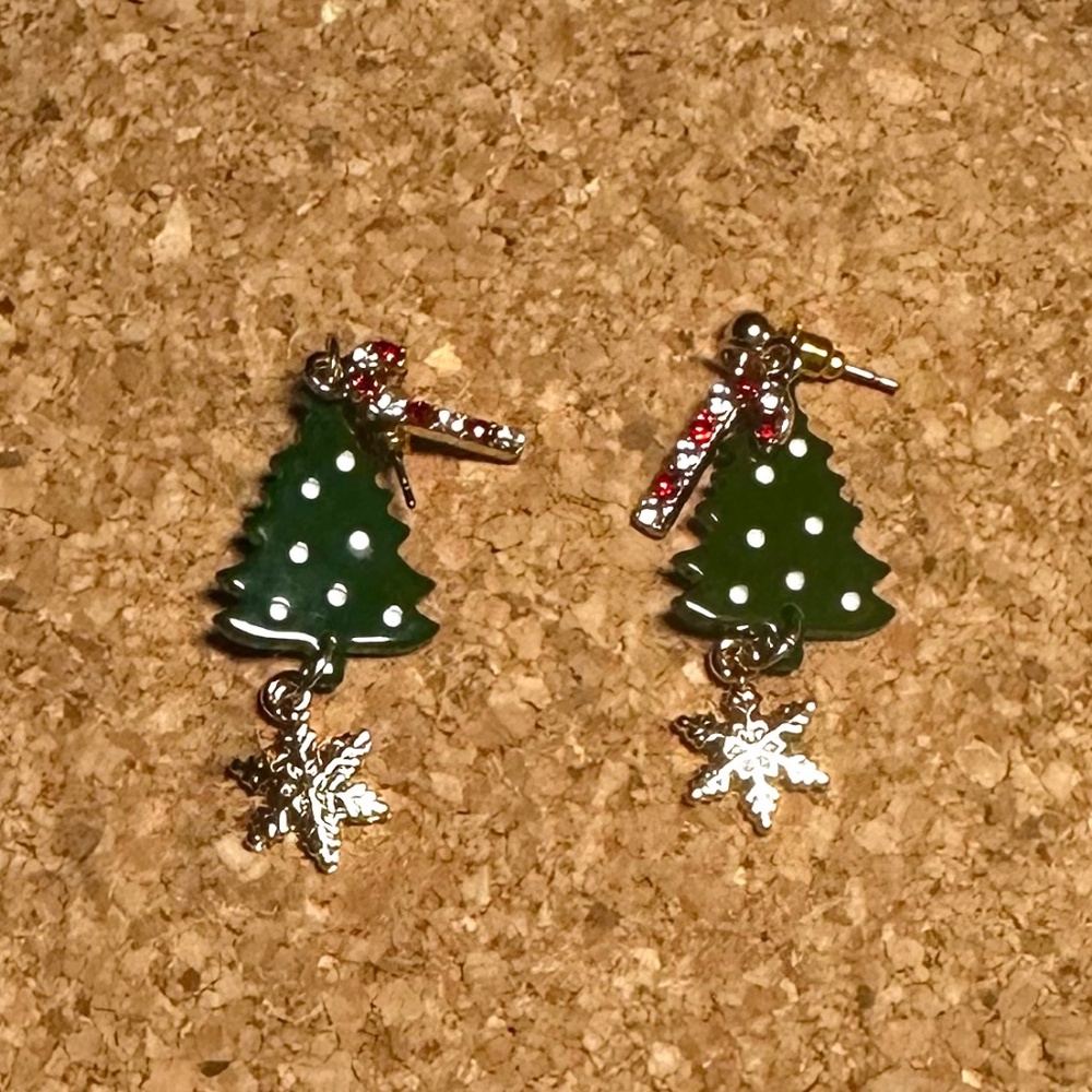 Christmas Tree, Candy Cane, and Snowflake Earrings